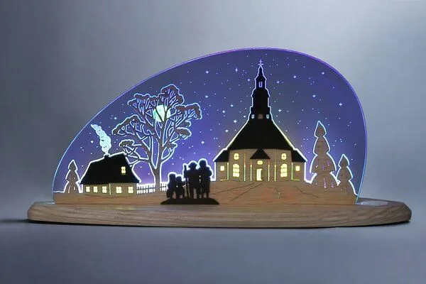 Weigla® Holzkunst Weigla® Holzkunst Die Motivleuchte „Seiffener Kirche“ 3 D Effect aus dem Erzgebirge – Produktbild 3 von 3