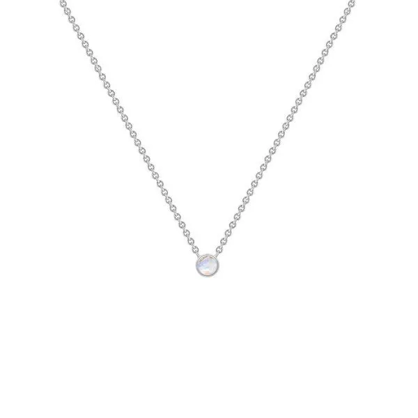 Eppi Eppi Minimalistischer Kettenanhänger in Silber und mit Mondstein Glosie, Weiss, – Produktbild 1 von 4