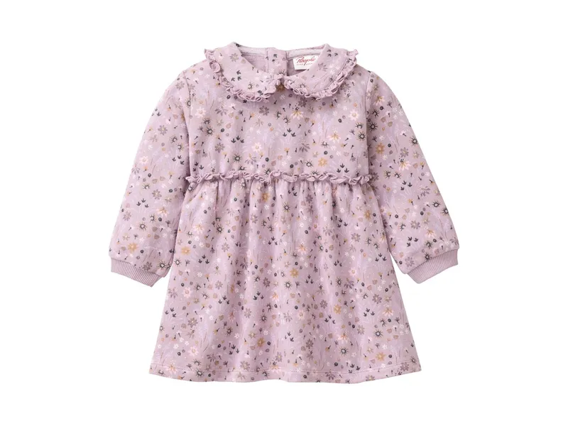People Wear Organic People Wear Organic Langarm-Kleid Bio-Baumwolle (kbA) mille fleurs grau violett 74/80, Lila, grau, – Produktbild 1 von 1