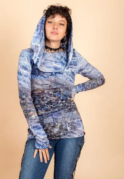 Die rote Zora Die rote Zora Zora Hoodie mit Muster, Ice (blau gemustert), – Produktbild 2 von 4