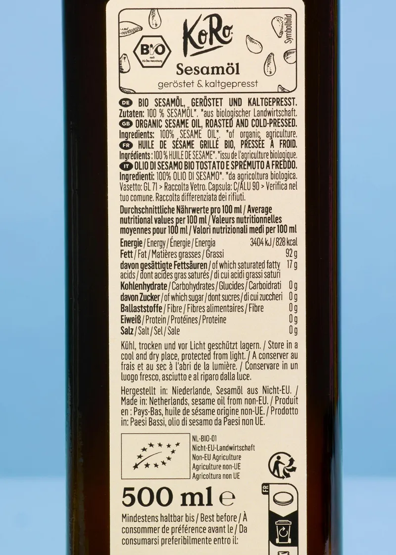 KoRo Bio Sesamöl 500 ml – Produktbild 5 von 5