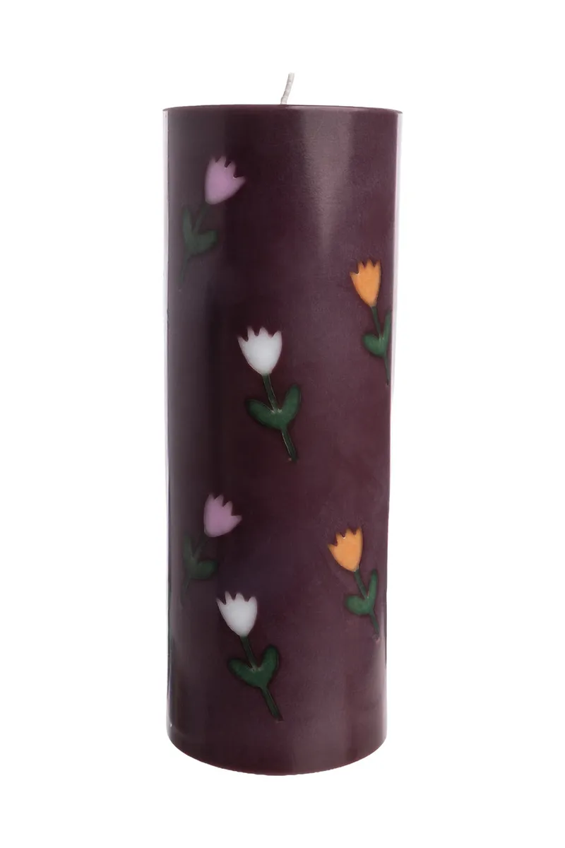 Tranquillo Tranquillo Handgearbeitete Stumpenkerze GLUMI FLOWER, Ø 7,5 x 20 cm, Rot, – Produktbild 1 von 1