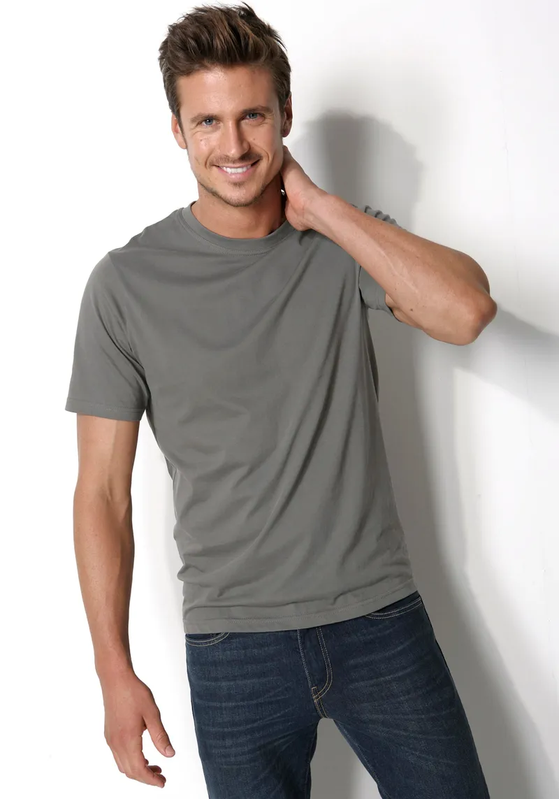 H.I.S T-Shirt, Olivgrün, schwarz, dunkelgrau, – Produktbild 1 von 3
