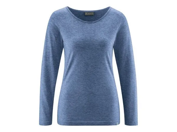 HempAge HempAge Langarmshirt Yakwolle/Hanf/Biobaumwolle, Blueberry(blau), – Produktbild 2 von 4