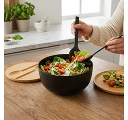Kesper Kesper Salatschüssel inkl. Salatbesteck, Polypropylen, (Set, 4-tlg), Deckel aus FSC®-zertifiziertem Bambus – Produktbild 1 von 1