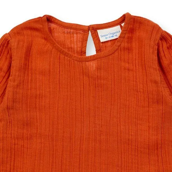 Sense Organics Sense Organics Mädchenbluse, Modell LOBA, Rostorange, – Produktbild 2 von 3