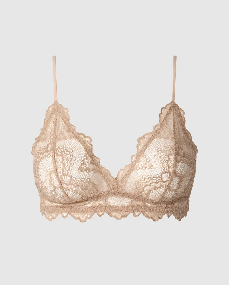 Understatement Understatement Damen vegan Spitze Triangel Bralette Warm Beige, Beige, – Produktbild 1 von 2