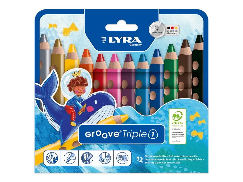 Lyra Lyra Buntstifte GrooveTriple 1 Kartonetui K12 12 Stück, Mehrfarbig, – Produktbild 1 von 2