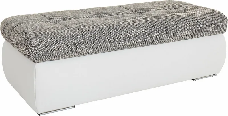 DOMO collection Polsterhocker MORIC 136x64 cm, praktisch und komfortabel, inklusive Stauraum, Grau|weiß, – Produktbild 3 von 5