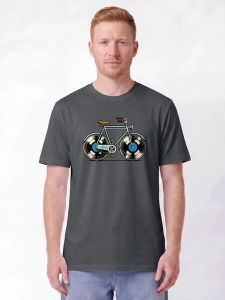 watapparel watapparel T-Shirt Unisex Fahrrad Schallplatte, Anthracite, – Produktbild 2 von 2