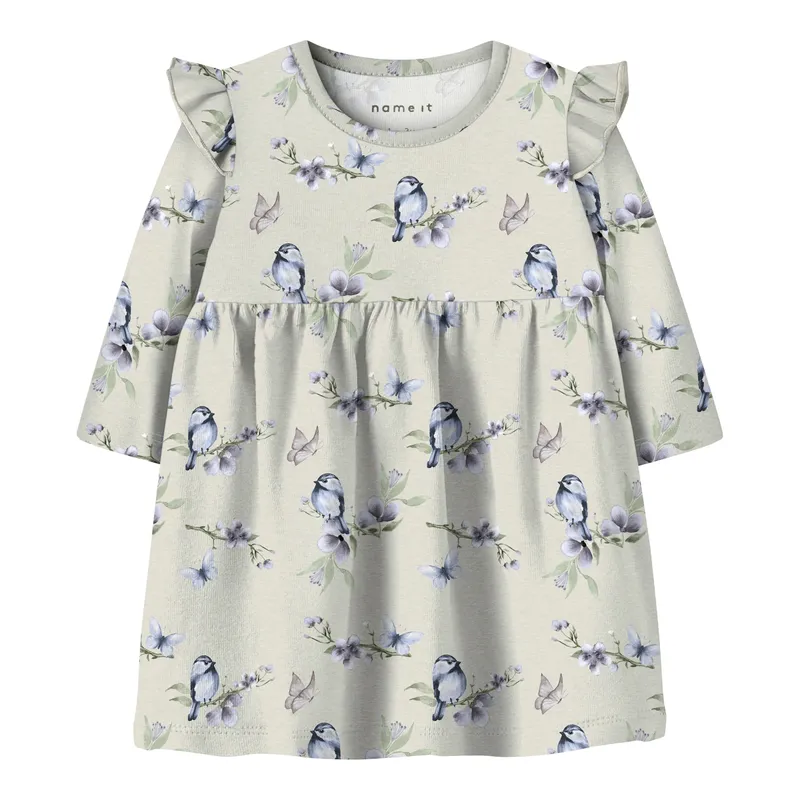 name it Name It Kleid langarm Vögel Rüschen, Beige | mehrfarbig, – Produktbild 1 von 1