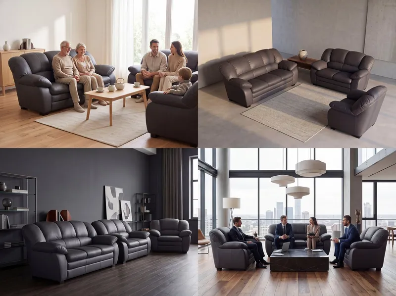 COTTA Polstergarnitur Casino, 3tlg. Set, Sofa Wohnzimmer Garnitur, Wellenunterfederung, (Set, 3-tlg), Sessel, 2-Sitzer, 2,5-Sitzer, hohe Rückenlehne, Braun, – Produktbild 1 von 8