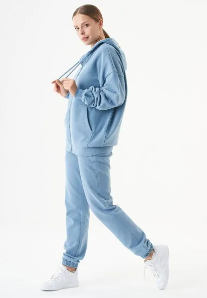 ORGANICATION ORGANICATION ESSENTIALS-JALE- Soft Touch Sweatjacke aus Bio-Baumwolle, Steel blue, – Produktbild 2 von 4