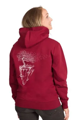 Life-Tree Life-Tree Hoodie aus Biobaumwolle Fairwear "WoodenIris" in Burgund Rot – Produktbild 1 von 1