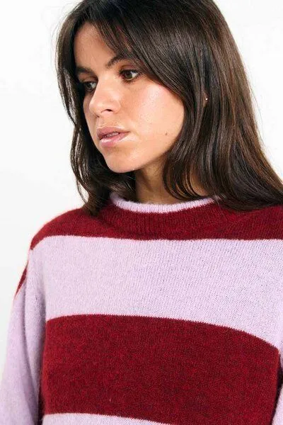 SUITE13LAB Suite13lab Strickpullover BABOL, Stripes brick, – Produktbild 4 von 4