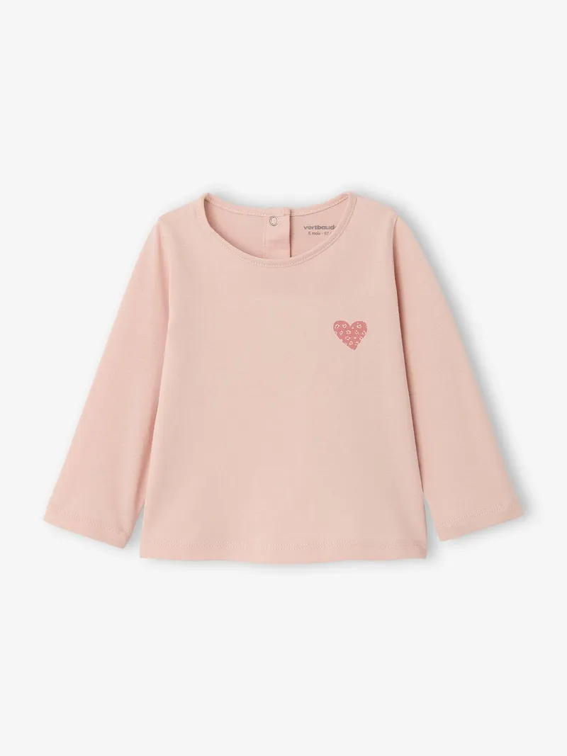 Vertbaudet Langarmshirt Baby Mädchen BASIC, Hellrosa, – Produktbild 1 von 4