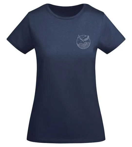 vis wear vis wear Wal zwischen Ozean und Wellen - Damen Organic Shirt, Navy, – Produktbild 4 von 4