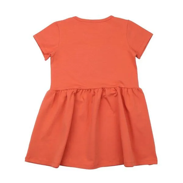 Walkiddy Kinderkleid GOTS zertifiziert, orange, „Wild Flowers“, Kurzarm, Blumen-Print, weich – Walkiddy, Orange, – Produktbild 2 von 3