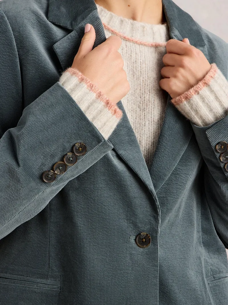 White Stuff Kordblazer Evelyn - 40, Dunkelgrün, – Produktbild 3 von 4