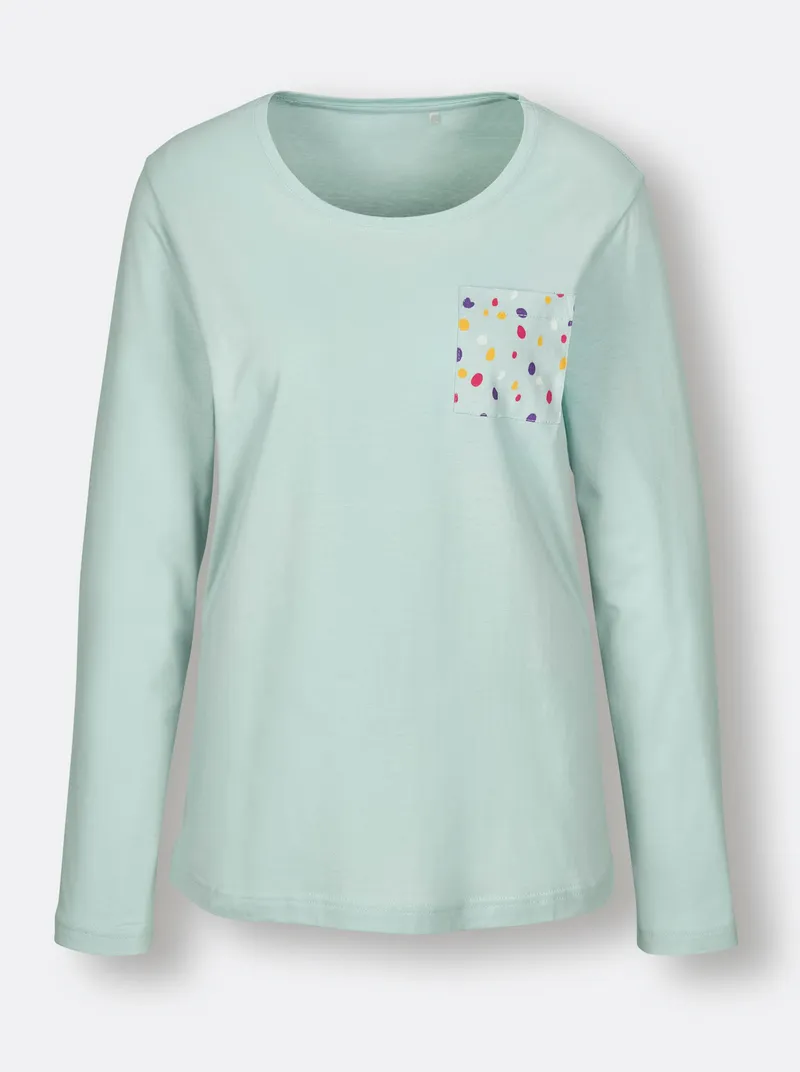 wäschepur Schlafanzug-Shirt kalkmint, Kalkmint, – Produktbild 1 von 2