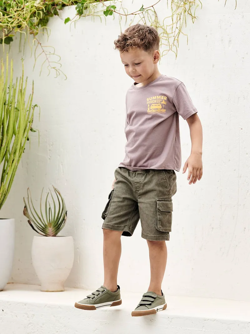 Vertbaudet Jungen Cargoshorts mit Dehnbund, Khaki, – Produktbild 4 von 4