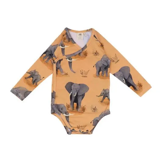 Walkiddy Walkiddy Baby Wickelbody Langarm *Elephant Family* Gots Bio – Produktbild 1 von 2