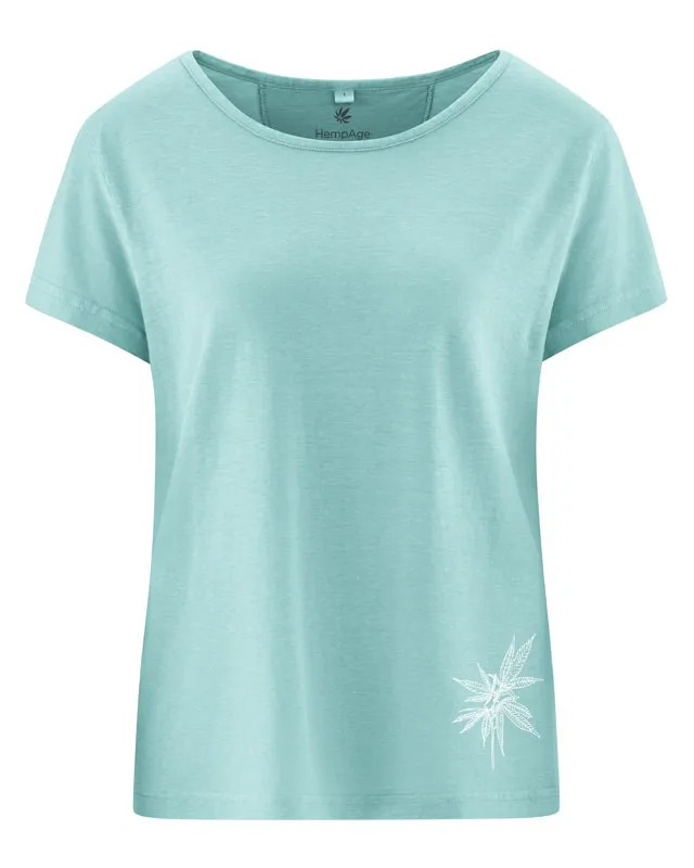 HempAge Hempage Damen vegan T-Shirt Aus Hanf Mit Aufdruck Seeblau, Blau, – Produktbild 1 von 2