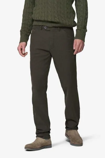 Meyer Meyer Chino in Mikro Struktur, Braun (oliv), – Produktbild 1 von 4