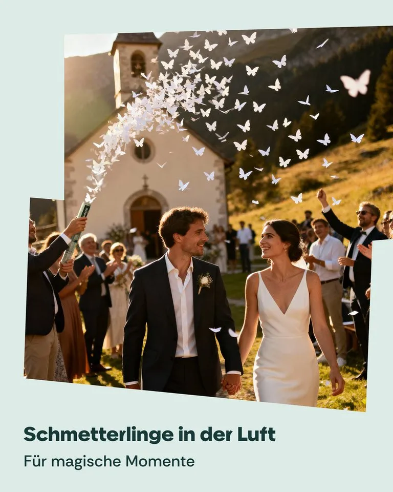 Partyjoker Konfetti Konfettikanone Schmetterling Weiß - FSC Konfetti - 5-8 m - Party, Einfache Bedienung & Sicher – Perfekt für Hochzeitsfotos, Weiß, – Produktbild 2 von 5
