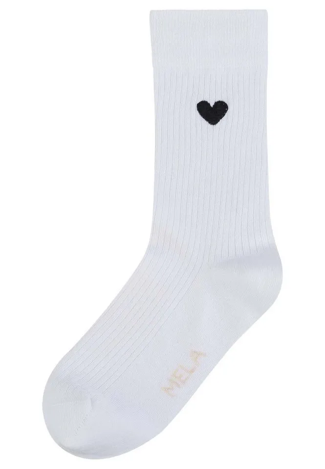 MELA MELA Socken Gerippte Socken Stickerei 1 Paar Frei von Polyester und Polyamid, Schwarz, – Produktbild 1 von 2