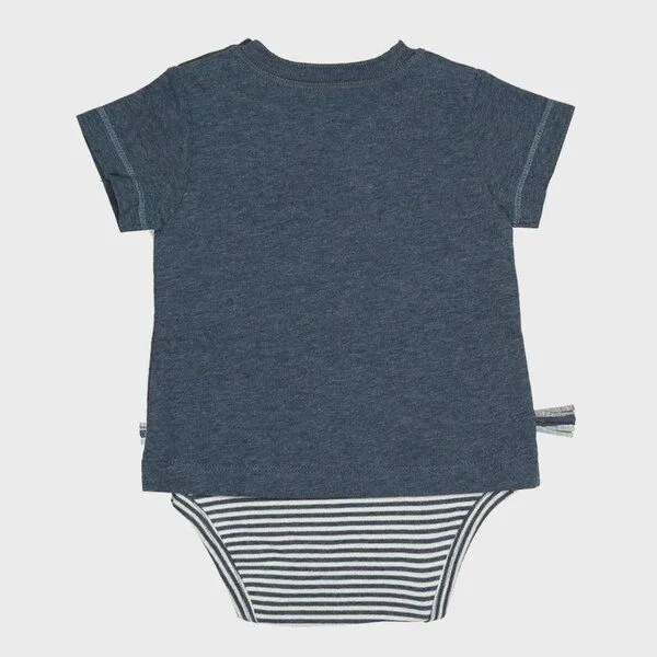 OrganicEra Baby S/S T-shirt Body 'OrganicEra' aus Bio-Baumwolle, Blau, – Produktbild 4 von 4