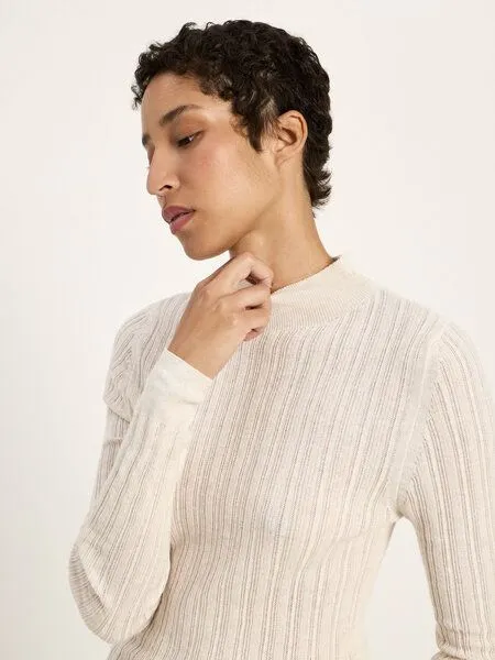 LANIUS LANIUS Rollkragenpullover, Off white melange, – Produktbild 4 von 4