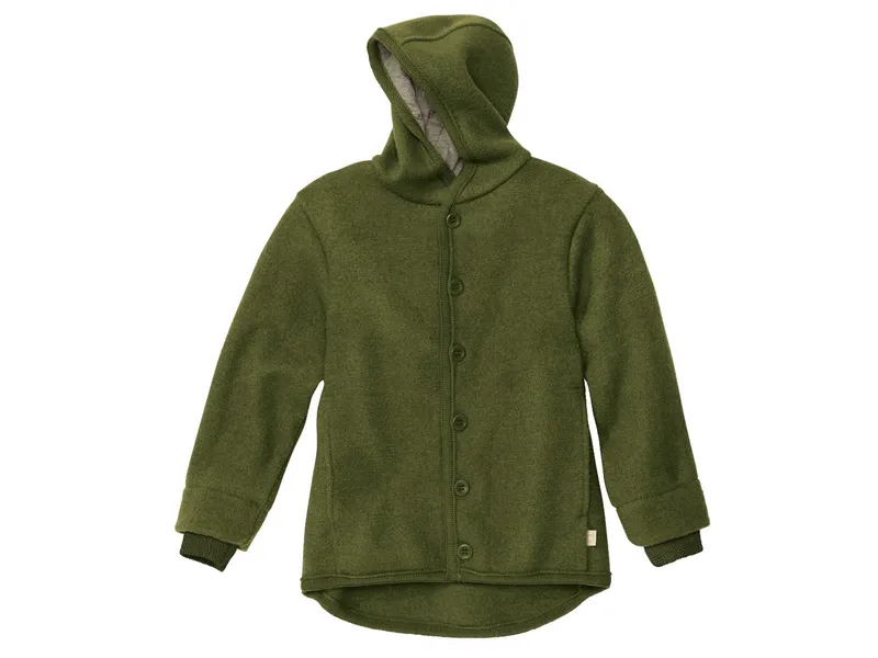 Disana Disana Kinder Jacke mit Kapuze Bio-Merinowolle Walk oliv Gr. 98/104, Grün, – Produktbild 1 von 1