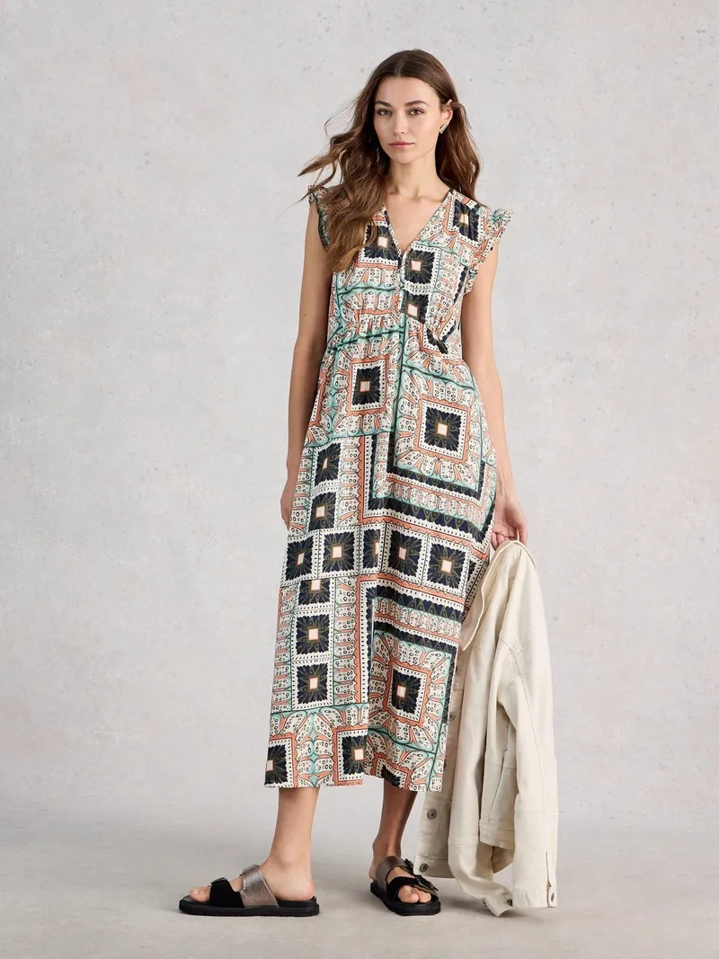 White Stuff Maxikleid Lorna aus Leinenmischung - 50/R, Elfenbein multi, – Produktbild 2 von 4
