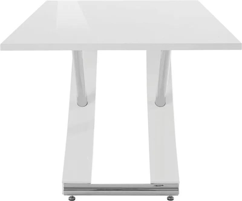 OTTO home Esstisch Kaleo, Hochglanz, mit Chromabsetzen, Breite 160 cm, Weiß, – Produktbild 5 von 5