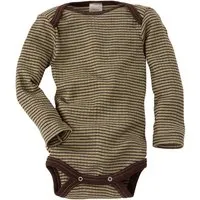 Cosilana Cosilana Baby Body Langarm Baumwolle-Wolle-Seide grün-braun-geringelt Gr.62/68 – Produktbild 1 von 1