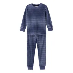 People Wear Organic People Wear Organic Frottée Pyjama, blau geringelt, Bio-Baumwolle – Produktbild 1 von 1