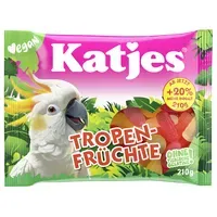 Katjes Katjes Tropen-Früchte 210g - Vegan - Tropenfrucht-Fruchtgummimix - Sechs Sorten: Mango, Exotic, Passionsfrucht, Grapefruit, Tropica, Kiwi - mit Mit – Produktbild 2 von 2