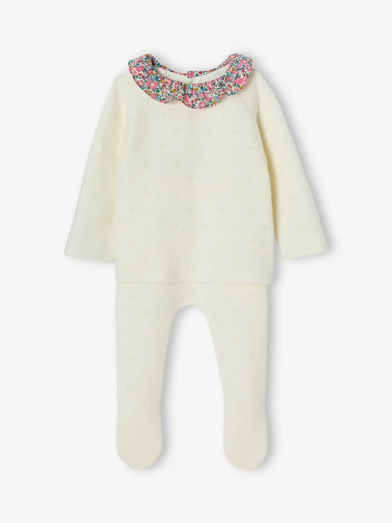 Envie De Fraise Baby-Set aus Strick: Jacke & Hose ENVIE DE FRAISE, Wollweiß, – Produktbild 4 von 4