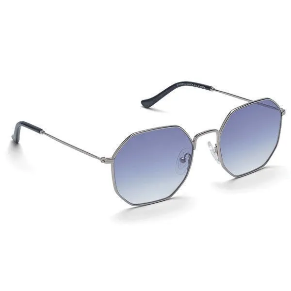 TAKE A SHOT TAKE A SHOT Achteck-Sonnenbrille Dorian Gray in Silber mit blauen Verlaufsgläsern – Produktbild 2 von 3