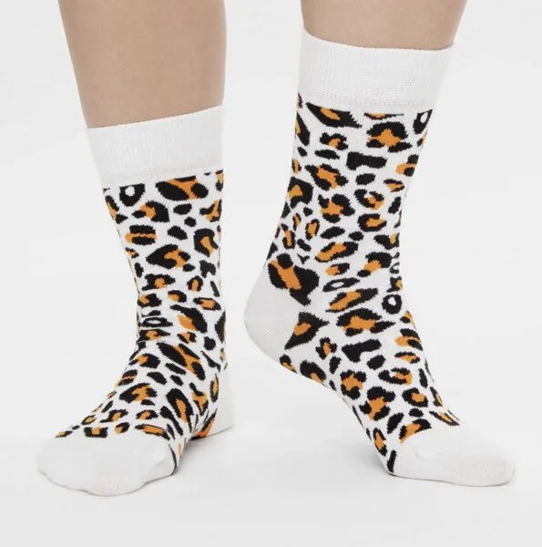 Natural Vibes Natural Vibes Leoparden Socken Bio GOTS | Bunte Socken | Herren Damen Socken, Weiss, – Produktbild 3 von 4