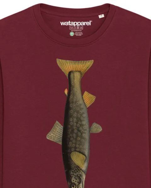 watapparel watapparel Sweatshirt Unisex Forelle, Burgundy, – Produktbild 3 von 4