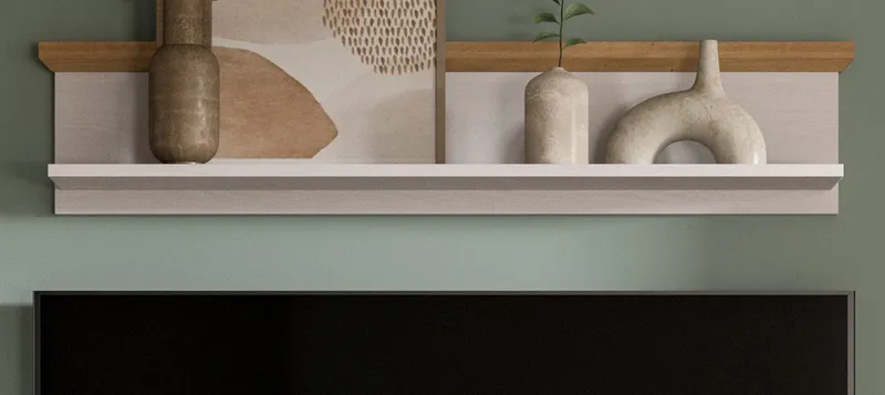 Inn.Furn Wandboard Mirano, Wandregal in weiß Lärche mit Eiche Artisan, in gekälkter Optik, Weiß, – Produktbild 3 von 5