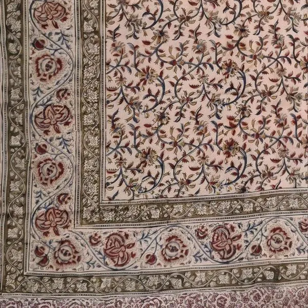Der Lindwurm Der Lindwurm Kalamkari- Tuch (110x110 cm), Handdruck mit Pflanzenfarben, Grün/gelb, – Produktbild 2 von 2