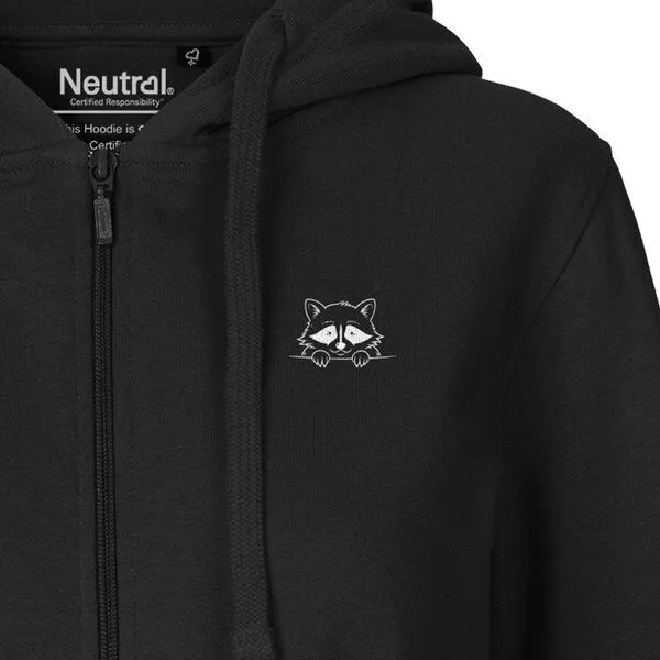 HANDGEDRUCKT HANDGEDRUCKT "Flauschspion" Frauen Zip Hoody Neutral, Black, – Produktbild 1 von 4