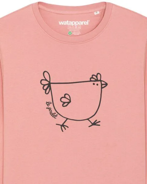 watapparel watapparel Sweatshirt Unisex Le poulet - das Huhn, Canyon pink, – Produktbild 3 von 4