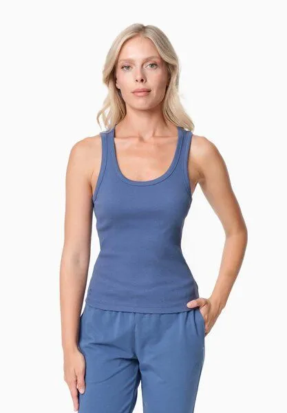 ORGANICATION ORGANICATION SOFFIA | Rib Top aus Bio-Baumwolle, Light navy, – Produktbild 1 von 3