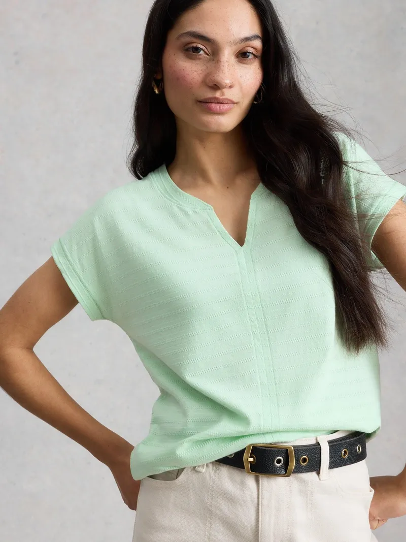 White Stuff T-Shirt Nelly mit Keilausschnitt - 40, Hellgrün, – Produktbild 3 von 4