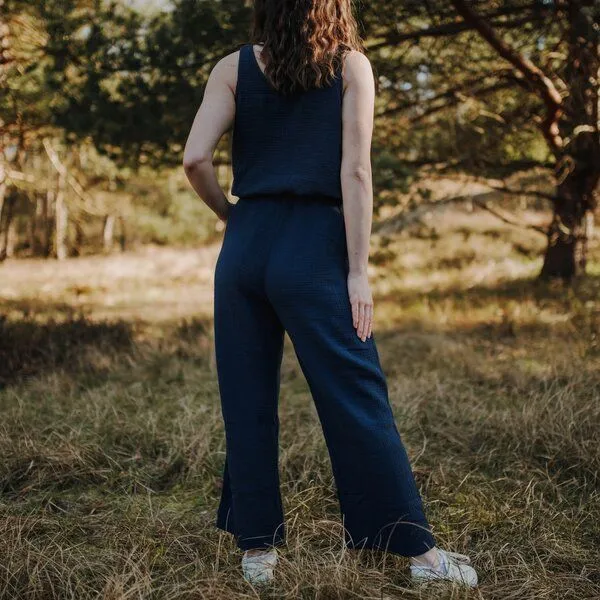 NORDLICHT NORDLICHT Damen Hose aus Bio-Baumwolle Musselin LEJA, Blau, – Produktbild 4 von 4