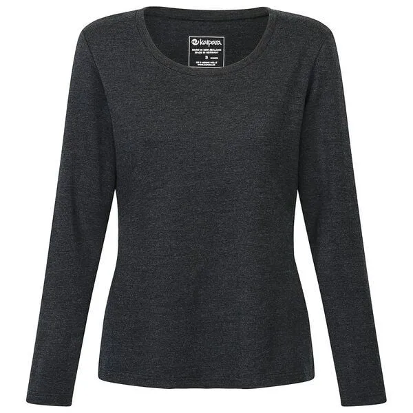 Kaipara - Merino Sportswear Kaipara - Merino Sportswear Urban Merino Longsleeve Damen Regular 270, Black melange, – Produktbild 1 von 2